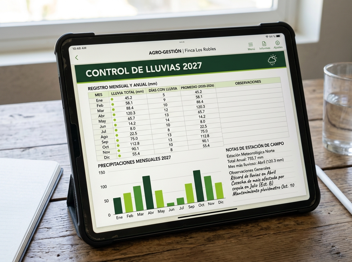 Hoja de control de lluvias de la Agenda Agro 2027